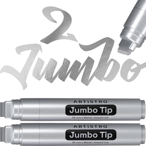 ARTISTRO Silver Acrylic Paint Markers - 15mm Jumbo-Tip - Set of 2 by ARTISTRO
