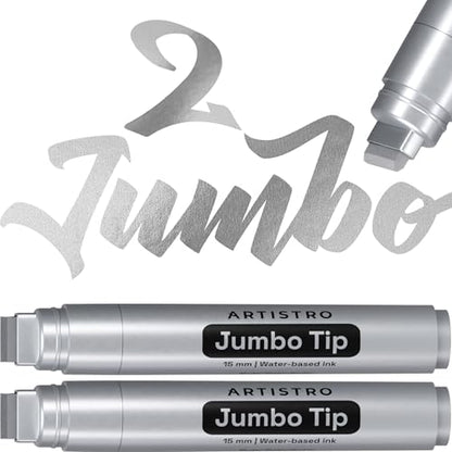 ARTISTRO Silver Acrylic Paint Markers - 15mm Jumbo-Tip - Set of 2 by ARTISTRO