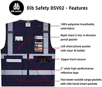 Dib Safety Hi Vis Reflective Safety Vest - Image 5
