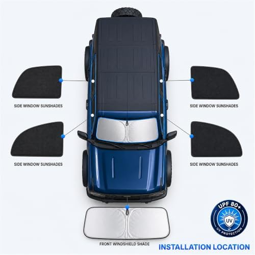 6PCS Car Window Shades for Ford Bronco 2020-2025, Full Set Windshield Side Rear - Image 6