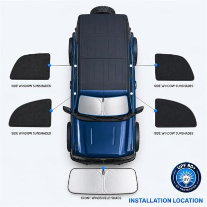 9PCS Window Shades for Ford Bronco Sport 2020-2025, Full Set Windshield Side - Image 6