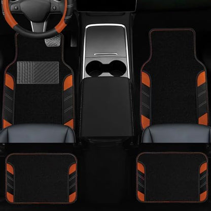 NBTEPEM 10 Pcs Brown Car Floor Mats Full Set & Sport Leather Brown Steering - Image 3