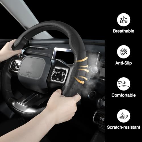 Microfiber Leather Steering Wheel Cover, 14.5-15 inch - Image 4