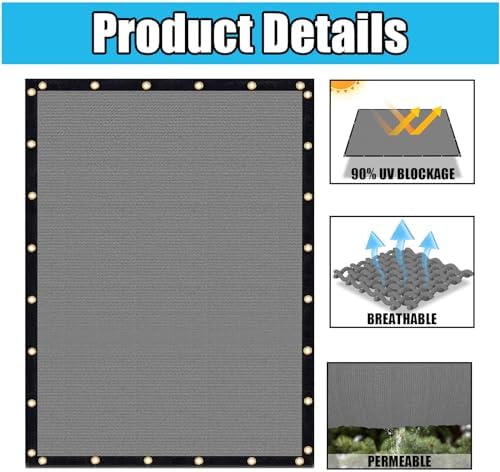 Amagenix 90% Shade Fabric 15'X 15' Gray Sun Shade Cloth - Image 3
