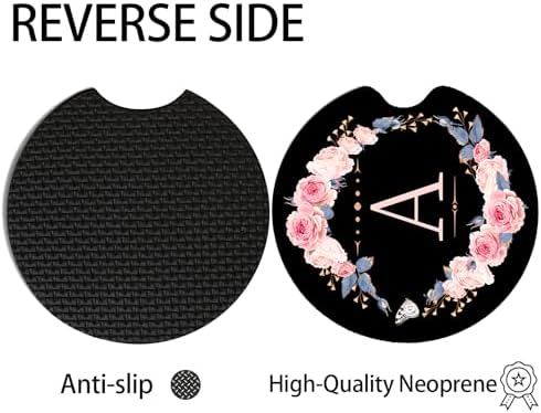 2pcs Letter A Car Coasters, Absorbent Universal neoprener Cup Holder Coasters - Image 3