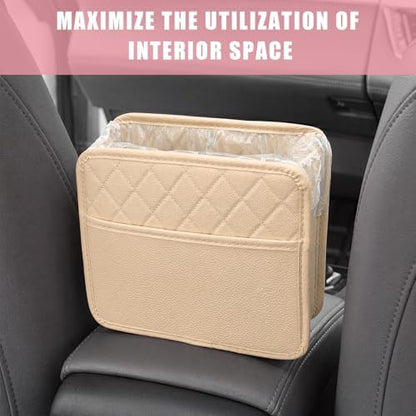 Car Seat Back Organizer, Durable Leather Trash Bag Hanging Backseat Organizer - Image 5