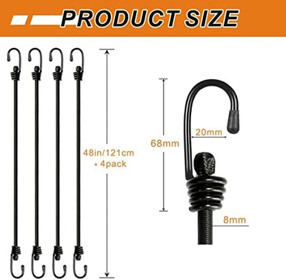 BEXSLE Bungee Cords with Hooks, Heavy Duty Outdoor Elastic Bungee Straps，No - Image 5