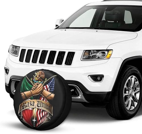 Mexican American Flag Eagle Weatherproof Spare Tire Cover - Image 2