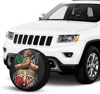 Mexican American Flag Eagle Weatherproof Spare Tire Cover - Image 2