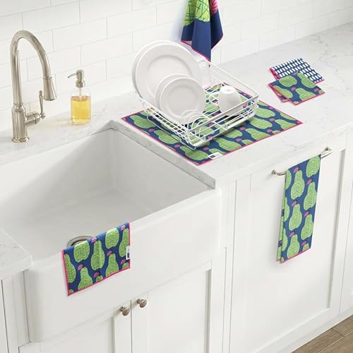 Ritz Waffle Microfiber Kitchen Towel 2pc Set – Pears – Modern Fruit Motif & - Image 5