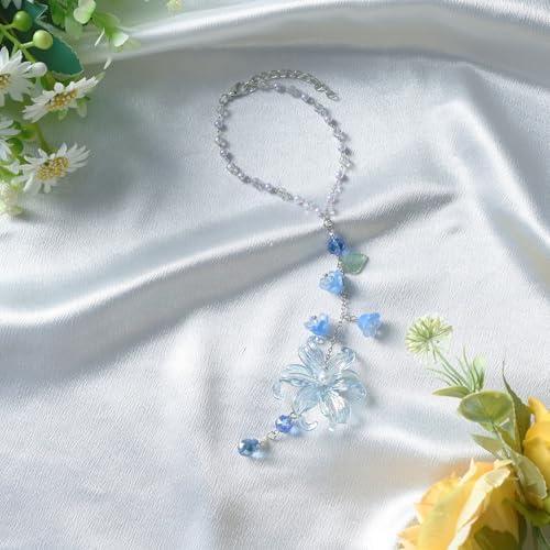 Lily Leaf Car Charm Blue Summer Waterlily Floral Suncatcher - Image 5