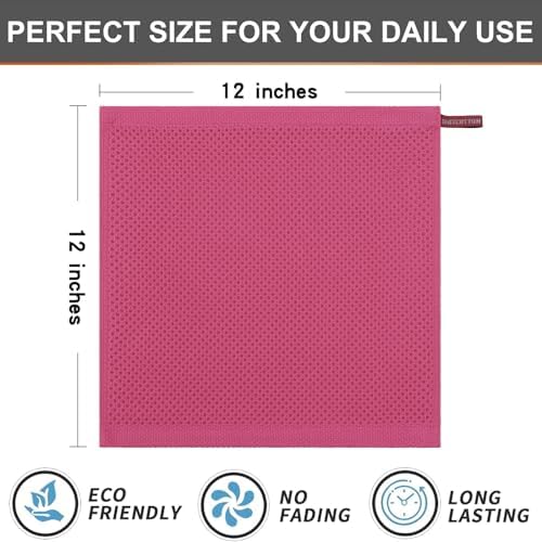 Kitinjoy 100% Cotton Waffle 8-Pack Kitchen Towels, Hot Pink - Image 5