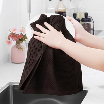Homaxy 100% Cotton Waffle Weave Kitchen Dish Towels 24-Pack, Dark Brown - Image 4