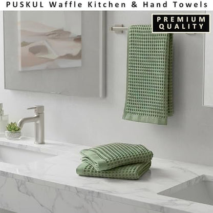 PÜSKÜL Natural 100% Turkish Cotton Waffle Hand and Kitchen Towels Set of 3 - Image 5