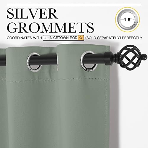 NICETOWN Sage Green Room Darkening Curtains, 42 x 68-inch - Image 3