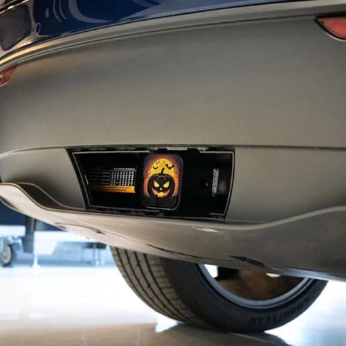 Swono Pumpkin Car Towing Hitch Covers Scary Halloween Pumpkin Moon Bats Square - Image 4