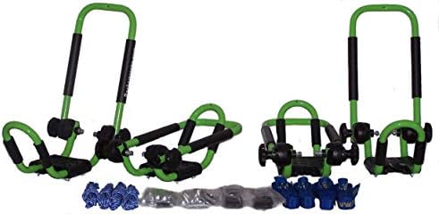 Electric Lime Green Folding J-Style Kayak Rack ROOF TOP and WALL Carrier Bundle - Image 2