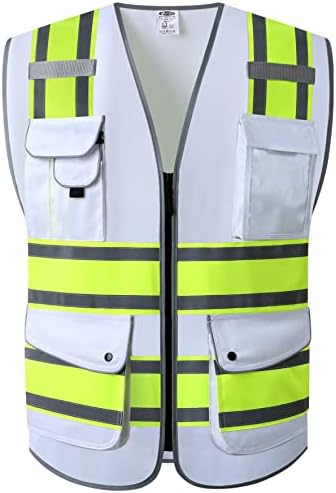 JKSafety Safety Vest for Men Women Reflective Hi Vis JK901 White XL by JKSafety
