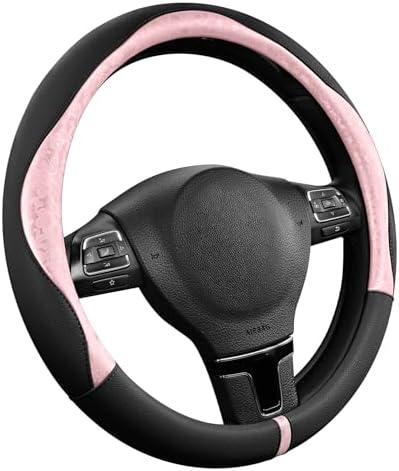 PIC AUTO Steering Wheel Cover, Universal Fit 14.5"–15.5", Soft PU Grain Leather by PICAUTO