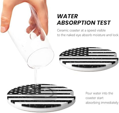 American Flag Retro Car Cup Holder Coasters 2 Pack 2.63" - Image 5