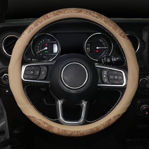 KAFEEK Wood Grain Steering Wheel Cover, 14.5-15 inch - Image 2