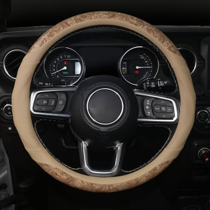KAFEEK Wood Grain Steering Wheel Cover, 14.5-15 inch - Image 2