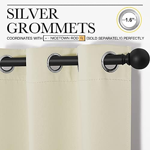 NICETOWN Room Darkening Curtain Panels 2 Panels 42 x 90-inch Beige - Image 3