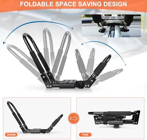 Folding Kayak Roof Rack 2 Pairs, Paddle Boards, Foldable Kayak Roof Carrier - Image 5
