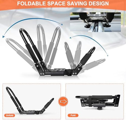 Folding Kayak Roof Rack 2 Pairs, Paddle Boards, Foldable Kayak Roof Carrier - Image 5