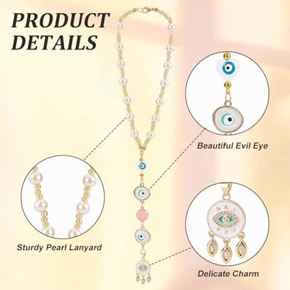 Evil Eye Car Hanging Ornament Heart Evil Eye Rear View Mirror Car Charm - Image 3