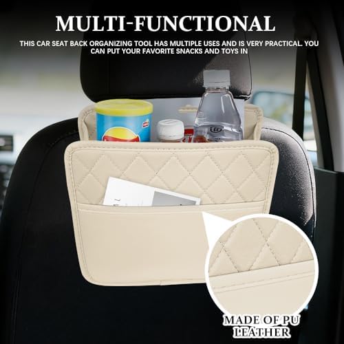 Car Seat Back Organizer, Leather Backseat Hanging Storage Bag, Car Large - Image 6