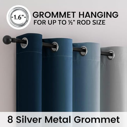 SimpleHome Ombre Blue 100% Blackout Bedroom Curtains - Image 4