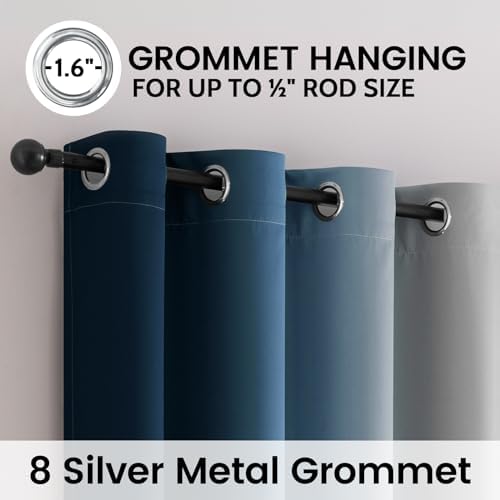 SimpleHome 100% Blackout Ombre Bedroom Curtains Blue and Greyish White - Image 4