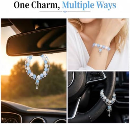 Steering Wheel Rosary, Butterfly Rosary Rearview Mirror Charm Crystal Decor - Image 7