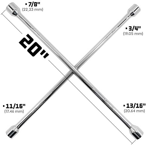 Powerbuilt 20-Inch Universal Lug Wrench, Metric and SAE 4-Way Cross Wrench - Image 2