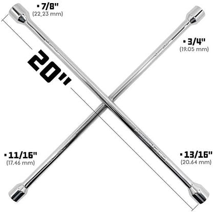 Powerbuilt 20-Inch Universal Lug Wrench, Metric and SAE 4-Way Cross Wrench - Image 2