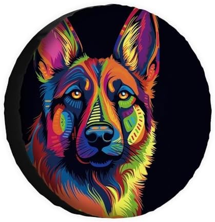 Colorful German Shepherd Dog Spare Tire Cover Pet Animal Wheel Protectors by GUGLILI