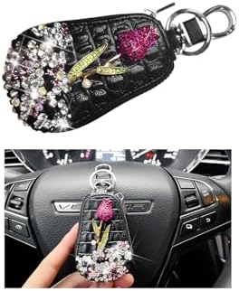 Mandark Bling Car Key Case, Genuine Leather Crystal Rhinestone Vehicle Key Fob by Unknown