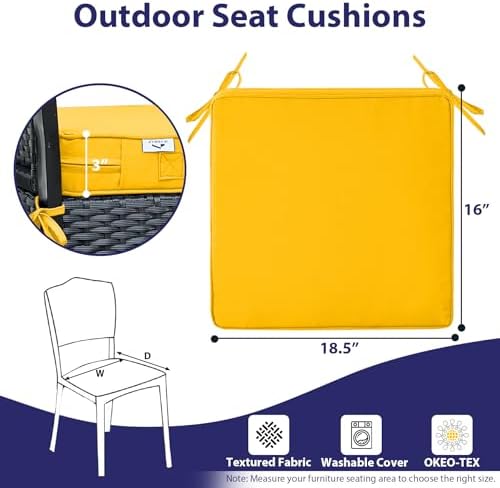 IPYNBAP Outdoor Chair Cushions Set of 4 -Waterproof Outdoor Seat Cushions - Image 6
