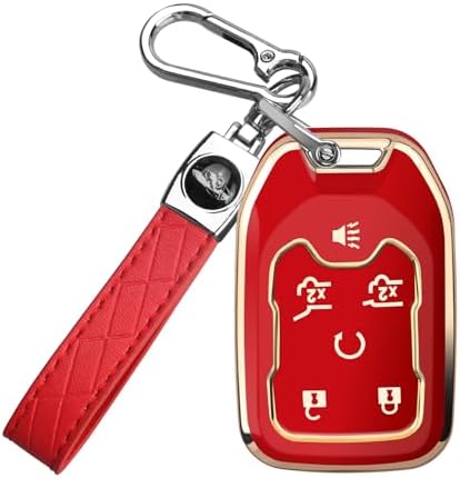 for Chevy GMC Key Fob Cover 6 Buttons Key Case 2016-2025 by MILDEAST