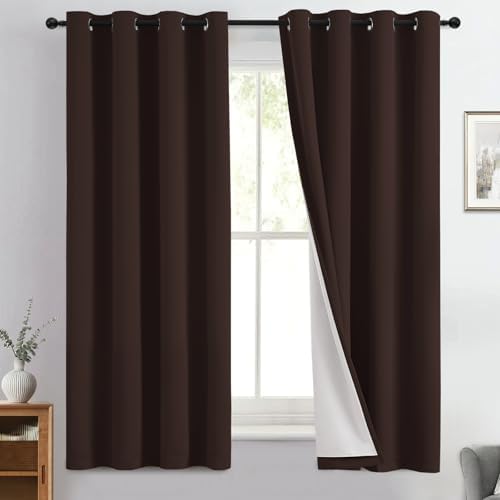 Yakamok Brown 100% Blackout Curtain Panels 63 inches, 2 Panels by Yakamok