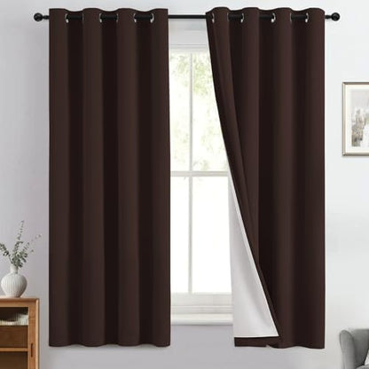 Yakamok Brown 100% Blackout Curtain Panels 63 inches, 2 Panels by Yakamok