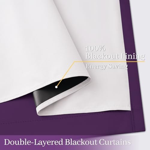 Yakamok Purple 100% Blackout Curtains 84 Inches Long - Image 4