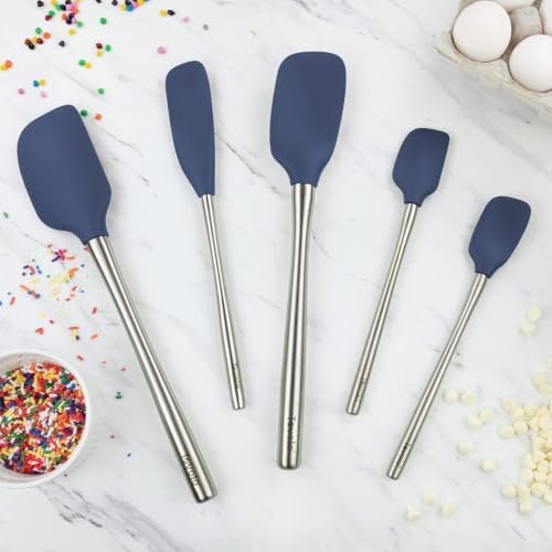 Tovolo Stainless Steel Handled Silicone Spatula Set of 5 Deep Indigo, - Image 2