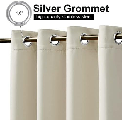 NICETOWN 2 Panels Thermal Outdoor Curtains Windproof W52xL72 Light Beige - Image 2