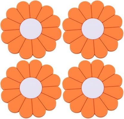 4-Pack Car Cup Holder Coaster Inserts, Daisy Shape, 2.75 Inch Non-Slip Silicone by MEAJOO