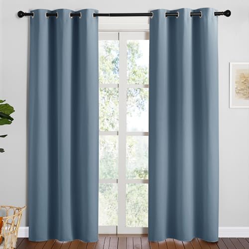 NICETOWN Blackout Curtains for Living Room, 2 Panels 42" x 84" Smoky Blue by NICETOWN