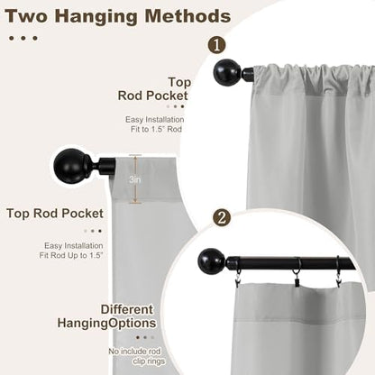 Outdoor Curtains for Patio Waterproof Rod Pocket 6 Pcs 54x84 Silver Grey - Image 3