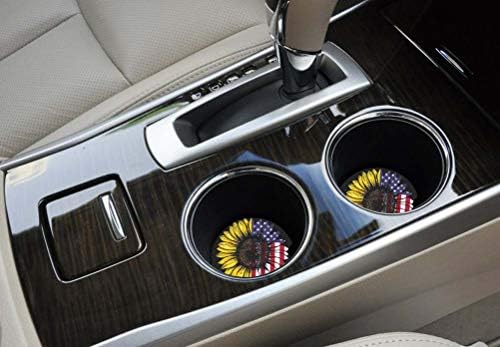 Sunflower & USA Flag 2.56" Car Coasters 2-Pack - Image 2