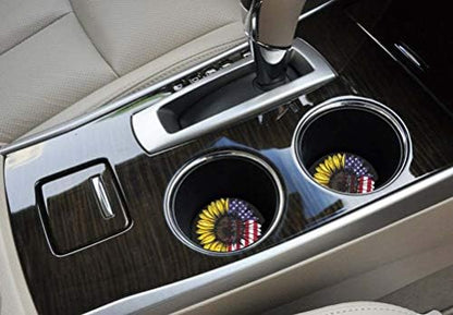 Sunflower & USA Flag 2.56" Car Coasters 2-Pack - Image 2